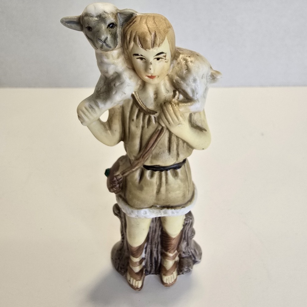 Nativity Set Porcelain Shepherd Boy Figure Replacement Part Vintage - Picture 1 of 8